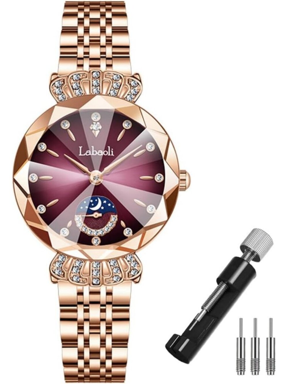 Luxury Rose Gold Women's Watch - Stainless Steel, Diamond, Waterproof